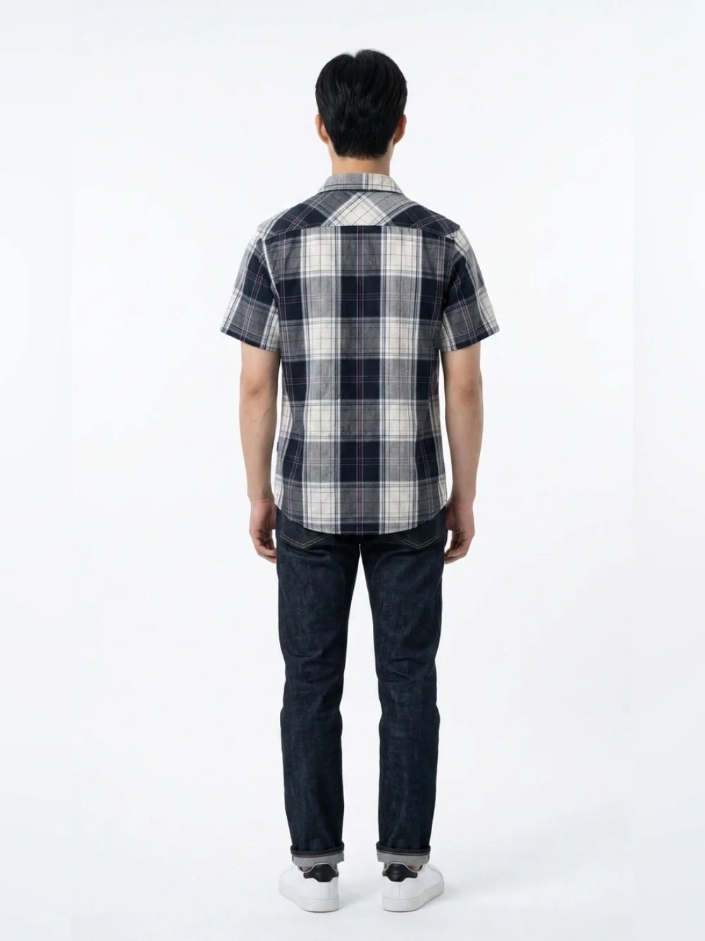 Levi's Short-Sleeve Plaid Button-Down Shirt in Black and Cream